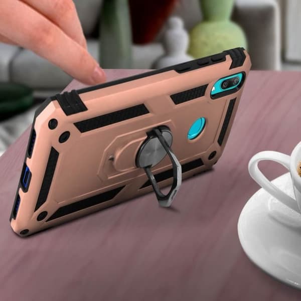 Coque - Huawei - Y7 2019 - Bi-material - Hållring - Videostöd