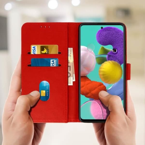 Etui för Samsung Galaxy A51 - AVIZAR - Helfodral - Röd - Silikon gel - Stödfunktion