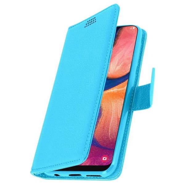 Hölster för Samsung Galaxy A20e - AVIZAR - Fodral Folio Plånbok - Ekoleder - Blå - Videostöd