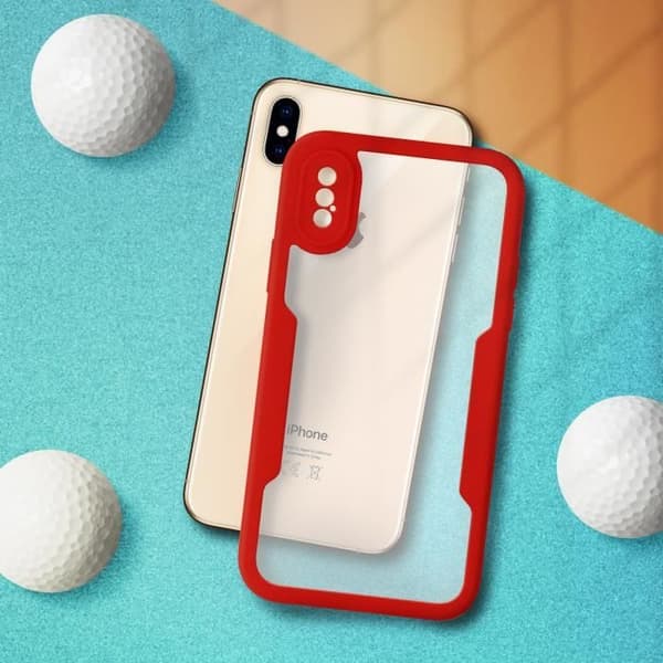 iPhone XS Max-fodral - AVIZAR - Dubbel Plexiglas - Stötsäker - Matt Röd - Hela