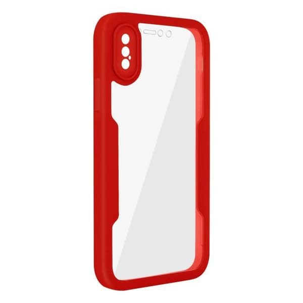 iPhone XS Max-fodral - AVIZAR - Dubbel Plexiglas - Stötsäker - Matt Röd - Hela