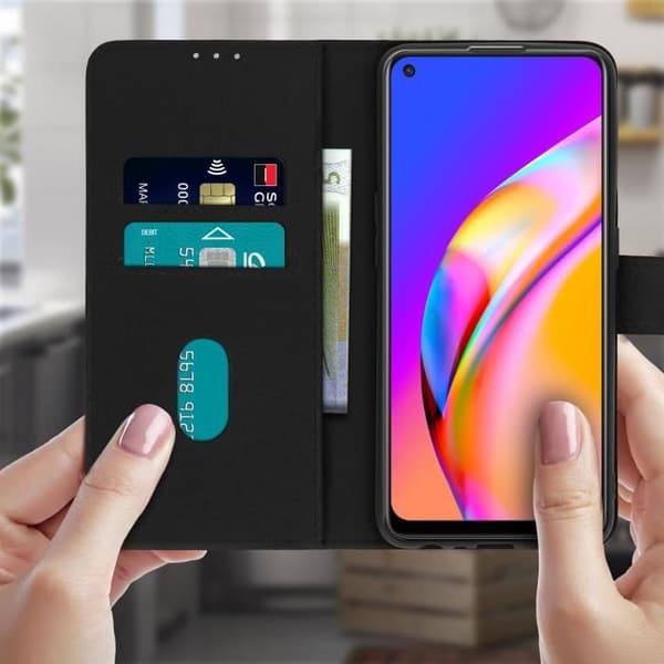 Foliofodral - Oppo - A94 5G - Texturerat ekoläder - Stödfunktion - Magnetisk
