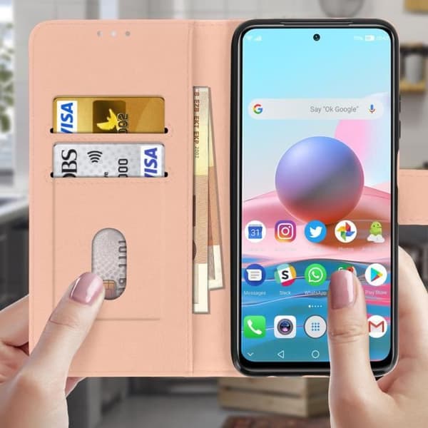 Etui - Xiaomi - Redmi Note 10 / 10s - Roséguld - Semi-hård - Magnetisk