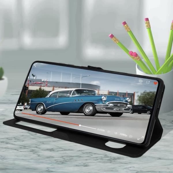 Hölster - Samsung - Galaxy S10 Lite - Helkåpa - Dubbel Fönster - Videostöd Svart