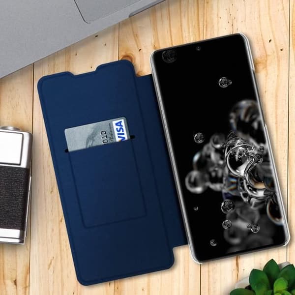 Samsung Galaxy S20 Ultra Flip Wallet Fodral Korthållare Midnight Blue