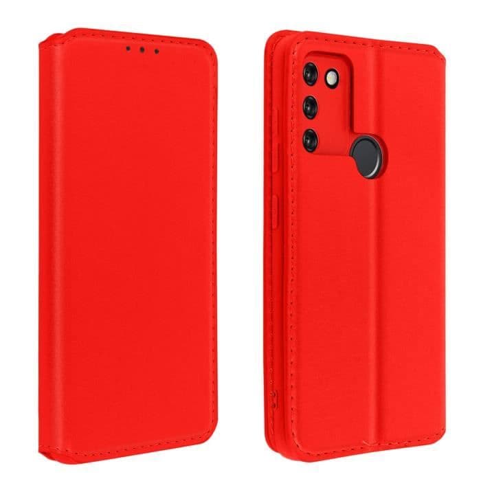 Honor 9A Flip Cover Korthållare Funktion Tunt och elegant stöd Röd