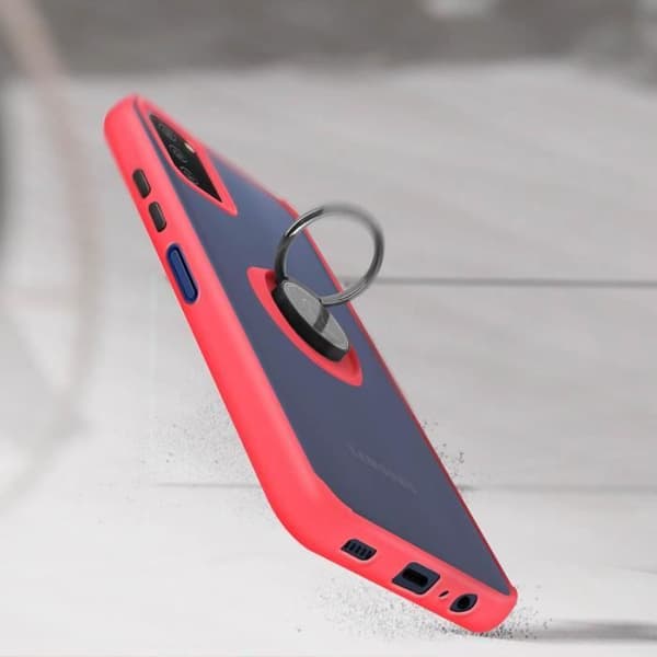 Skyddsfodral - Samsung - Galaxy A03S - Bi-material - Metallring - Röd