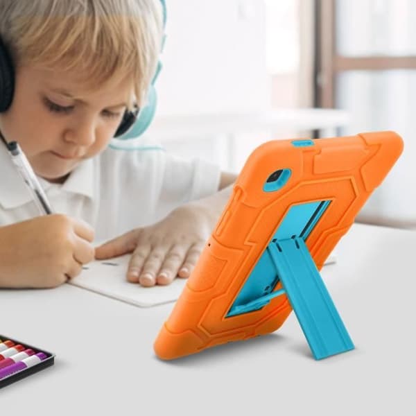 Stötsäkert fodral - AVIZAR - Galaxy Tab A7 Lite - Silikongel - Stöd för stöd - Orange/Blå