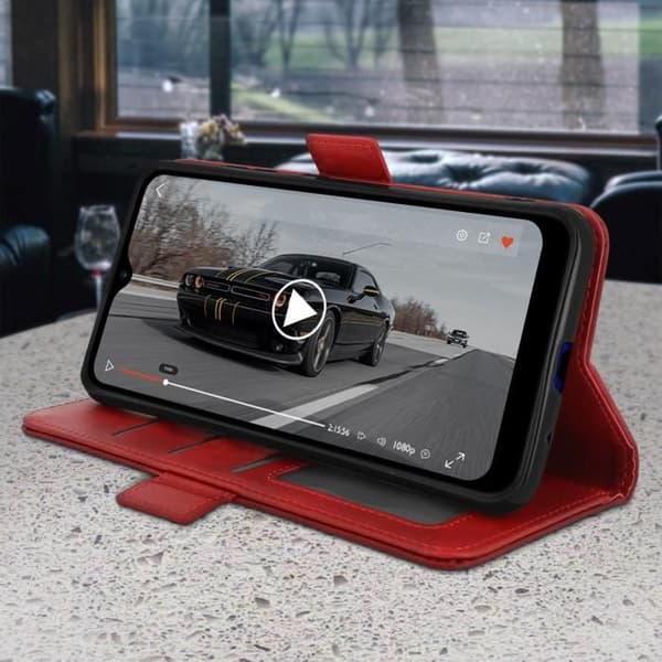 Étui - AVIZAR - LG K22 - Ekologiskt läder - Röd - Videostöd - Vintage