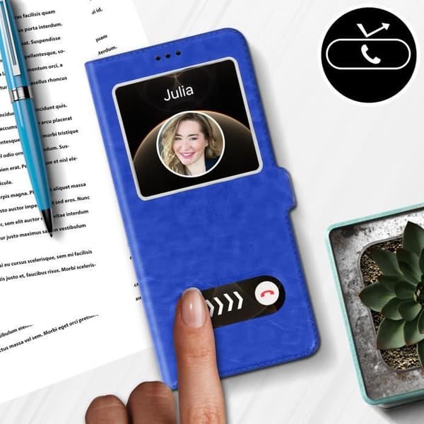 Hus - AVIZAR - Apple iPhone 12 / 12 Pro - Mjuk Silikon - Dubbel Fönster - Videostöd