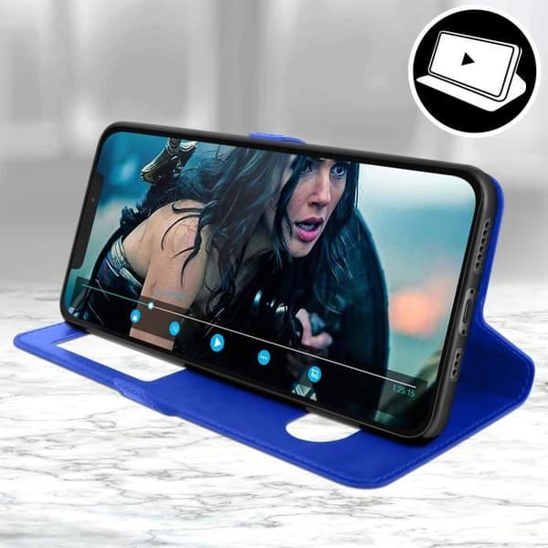 Hus - AVIZAR - Apple iPhone 12 / 12 Pro - Mjuk Silikon - Dubbel Fönster - Videostöd