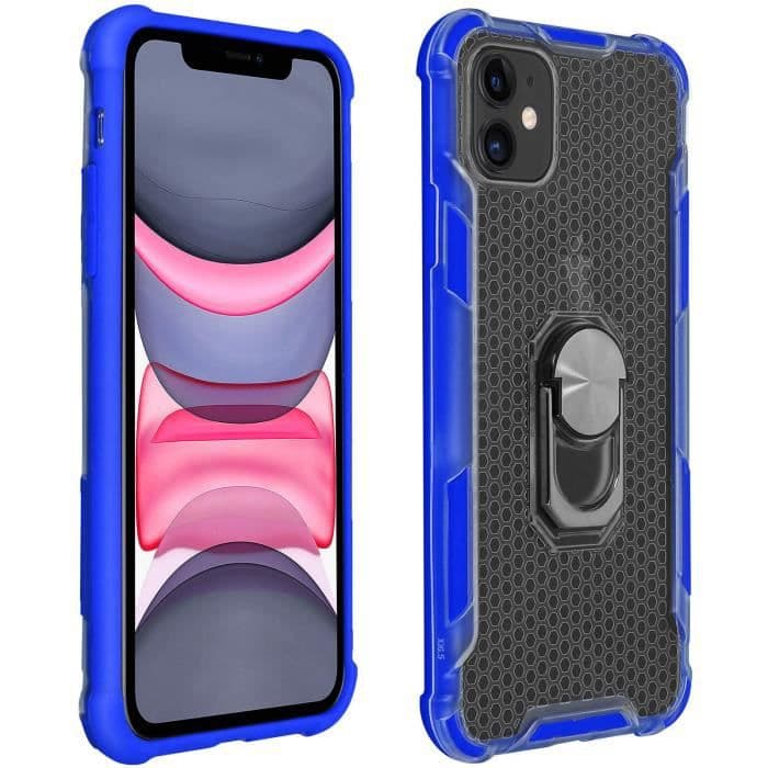 iPhone 11 Fodral Bi-material Contour Bumper Avtagbar Mörkblå metallring