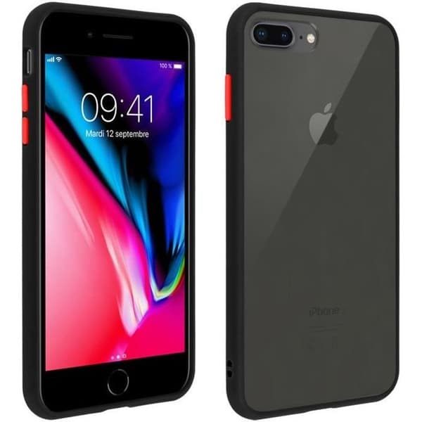iPhone 7 Plus / 8 Plus Fodral Genomskinlig Baksida Matt Finish Styv Stötsäker Svart