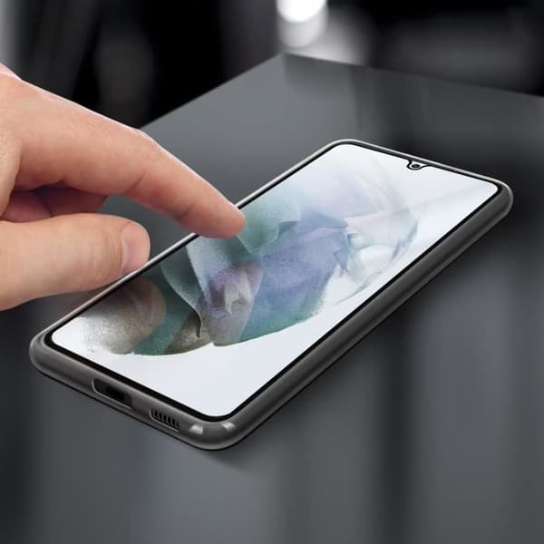 Samsung Galaxy S21 Plus mjukt fodral och härdat glasfilm 9H Hårdhet Svart