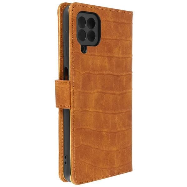 Etui för Samsung Galaxy A22/M32 - AVIZAR - Krokodil Effekt - Plånbok - Videostöd - Bruna