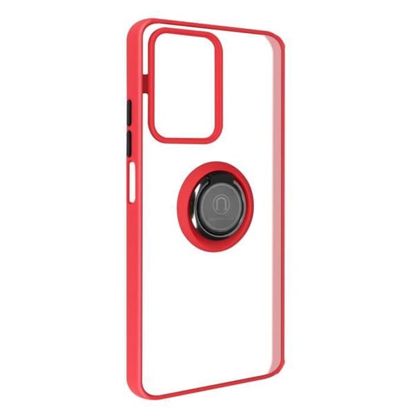 Coque - Xiaomi - 11T och 11T Pro - Två material - Metallring - Videostativ Röd