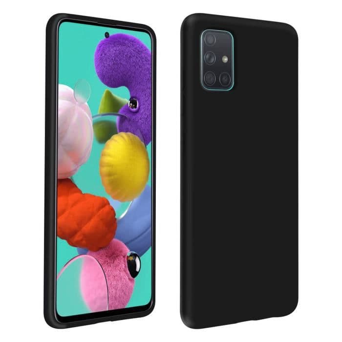 Samsung Galaxy A51 halvstyvt silikonfodral Soft Touch Finish Svart