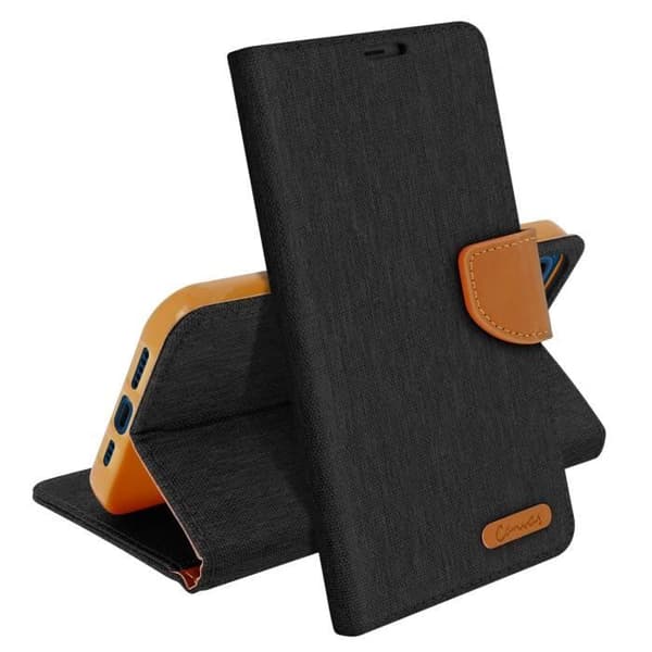 Apple iPhone 12 Mini plånboksfodral i tyg Canvas Series - svart Svart