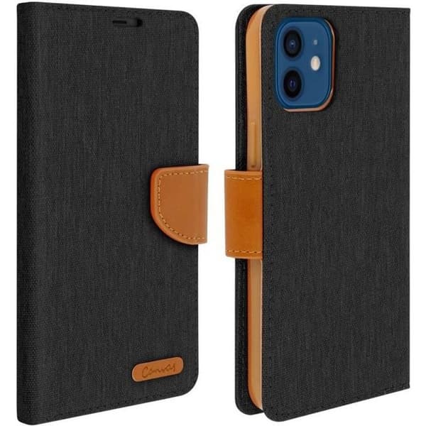 Apple iPhone 12 Mini plånboksfodral i tyg Canvas Series - svart Svart