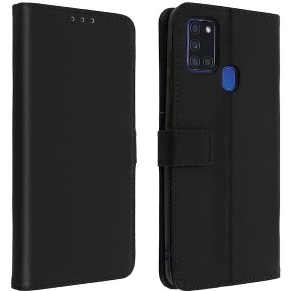 Hölster för Samsung Galaxy A21s - AVIZAR - Folioväska - Silikongel - Svart - Videostöd Funktion