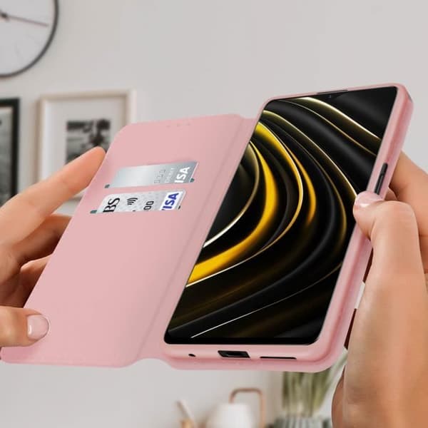 Hölster - Xiaomi - Poco M3 - Ekoskinn - Rosé champagne - Stödfunktion