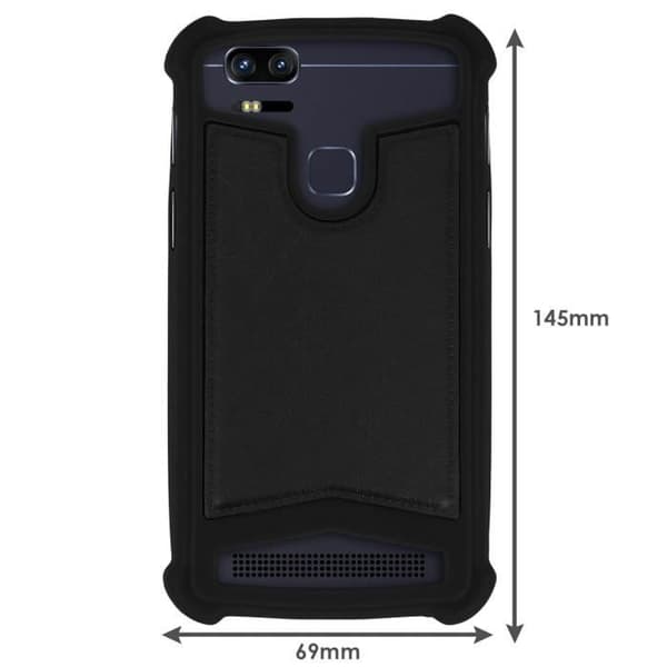 Smartphonefodral - Universal - Stötsäker - Silikon - Läderimitation - Svart