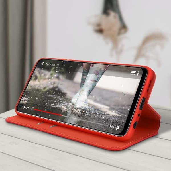 Housse AVIZAR för Oppo A54 5G och A74 5G - Röd - Videostöd funktion - Hel skydd