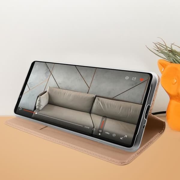 Hus - AVIZAR - Sony Xperia 1 II - Ekoskinn - Videostöd - Kortficka - Roséguld