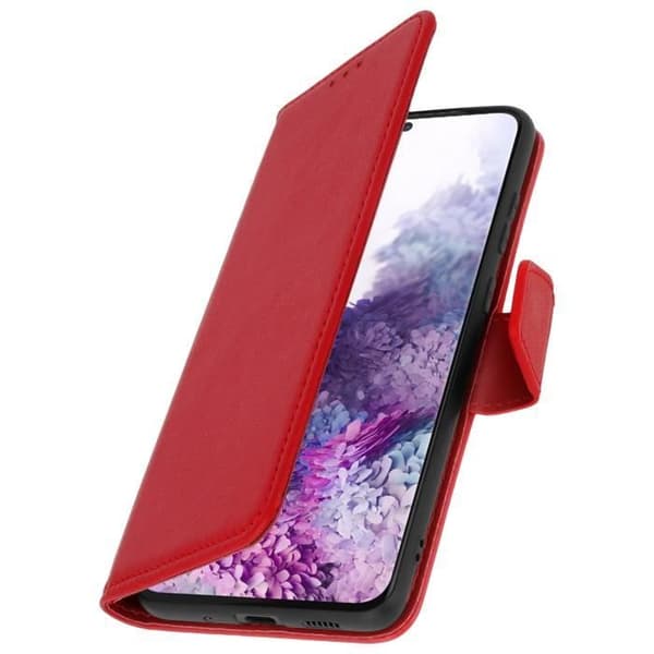 Samsung Galaxy S20 Plus Läderkorthållare Premium Stativ Funktion Röd Röd