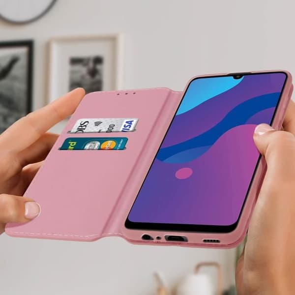 Housse - Honor - 9A - Ekoskinn - Roséguld - Stödfunktion - Magnetlock