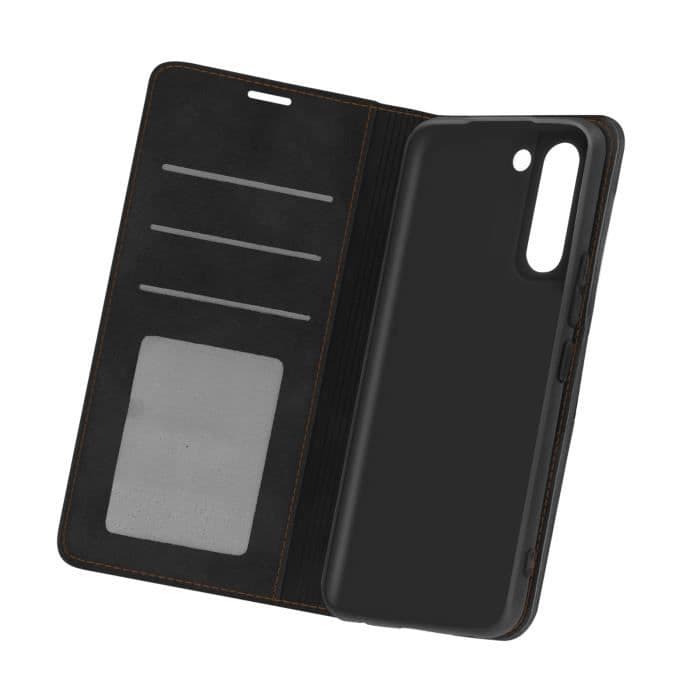 Samsung Galaxy S21 Plus Soft-touch plånboksfodral Videohållare Svart