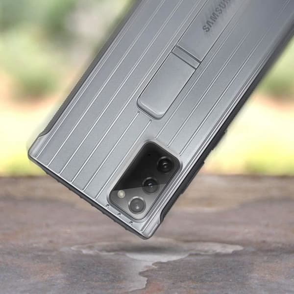Fodral - Samsung - Galaxy Note 20 - Silver Grey - Inbyggd ställning - Kromad design