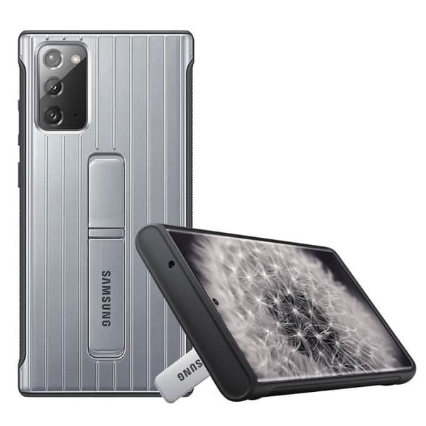 Fodral - Samsung - Galaxy Note 20 - Silver Grey - Inbyggd ställning - Kromad design
