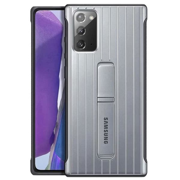 Fodral - Samsung - Galaxy Note 20 - Silver Grey - Inbyggd ställning - Kromad design