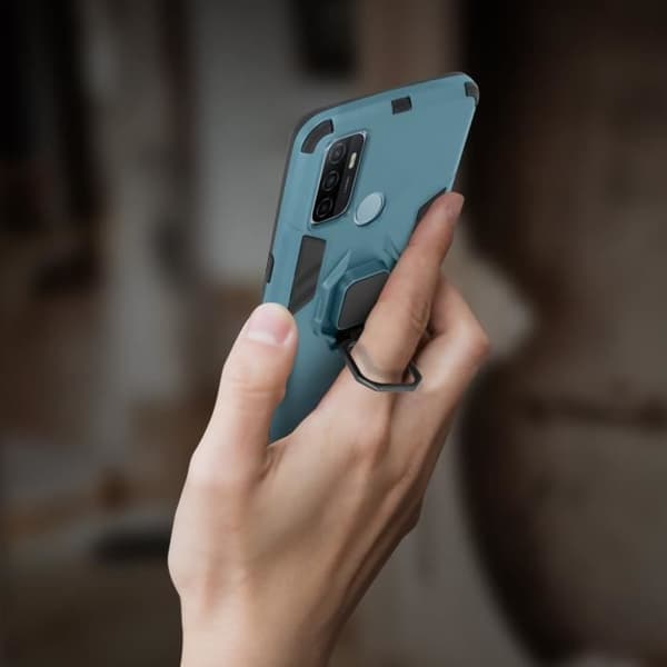 Coque - AVIZAR - Oppo A53 / A53s - Hybride Antichoc - Bague Métallique - Stöd för video blå