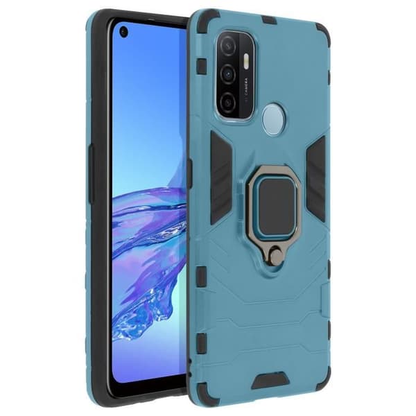 Coque - AVIZAR - Oppo A53 / A53s - Hybride Antichoc - Bague Métallique - Stöd för video blå