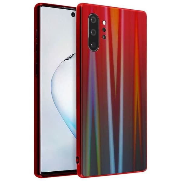 Fodral Galaxy Note 10 Plus Holographic Shiny Rigid Aurora Collection Röd Röd