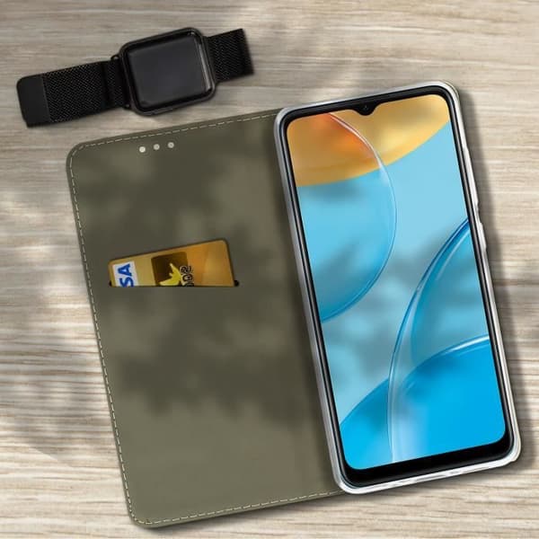 Étui Oppo A15 - Oppo - A15 - Mönster Blå Blommor - Mjuk Fodral - Magnetstängning