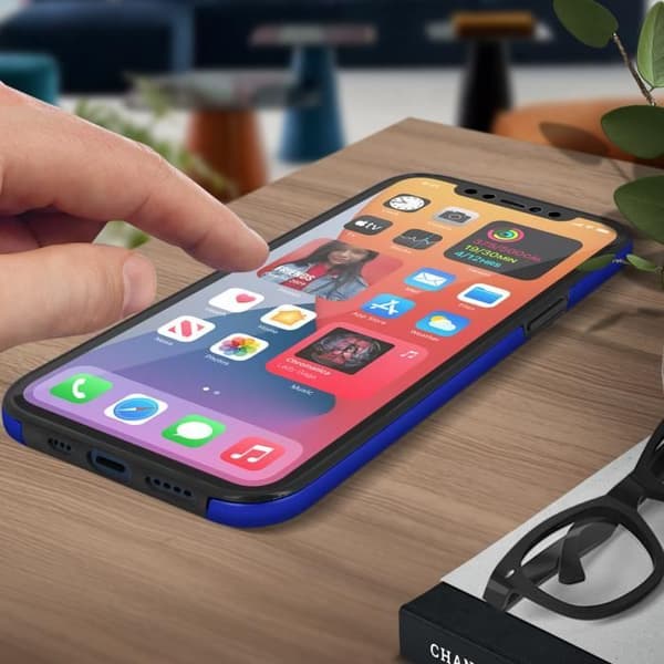 Coque - Apple - iPhone 12 / 12 Pro - Hård Bakre Skydd - Mjuk Framsidan - Blå