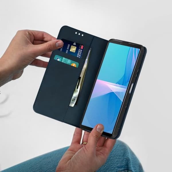 Sony Xperia 10 III Etui - AVIZAR - Videostöd - Magnetstängning - Mörkblå