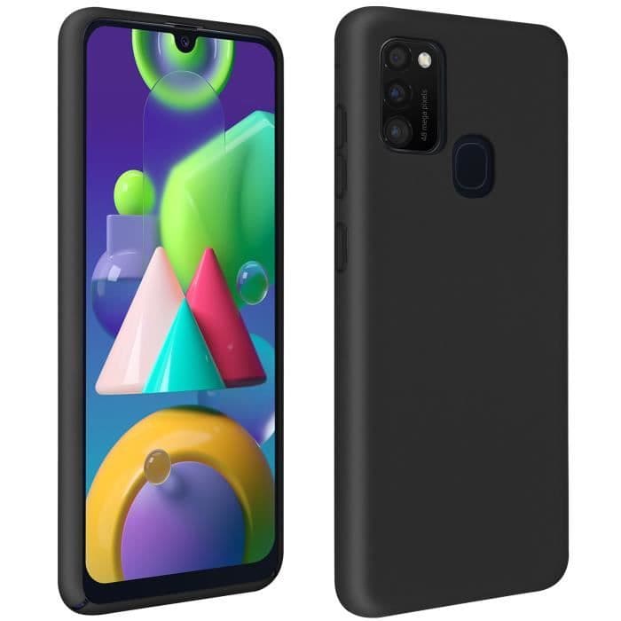 Galaxy M21 / M31 / M30s Silikonfodral Halvstyv Soft Touch finish svart Svart
