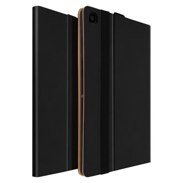 Housse Galaxy Tab A7 10.4 2020 - AVIZAR - Satinläder - Kortfodral - Stödfunktion - Svart
