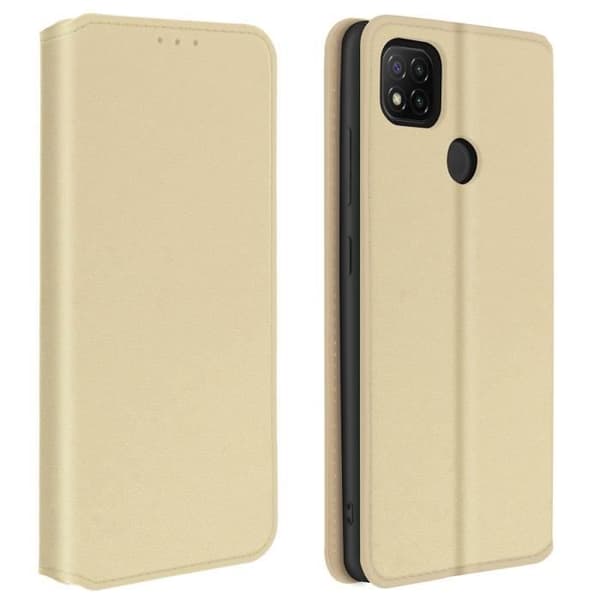 Hus - AVIZAR - Xiaomi Redmi 9C - Ekologisk läder - Stöd funktion - Guldgul