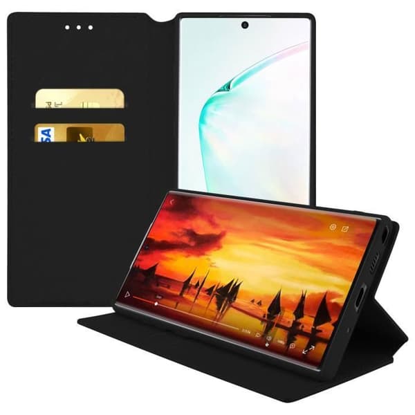 Smartphonefodral - AVIZAR - Galaxy M51 - Folioväska med Plånbok - Ekoleder Svart - Stödfunktion