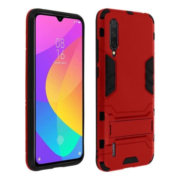 Fodral - AVIZAR - Xiaomi Mi 9 Lite - Stötsäkert skydd - Videostöd - Röd