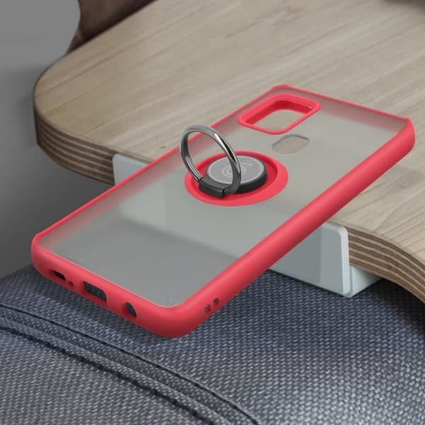 Coque - Samsung - Galaxy A21s - Bi-material - Metallring - Videostöd Röda
