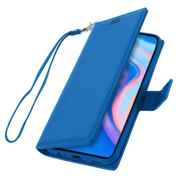 Housse - AVIZAR - Huawei P Smart Z - Ekologiskt läder - Videostöd - Kortfack blå