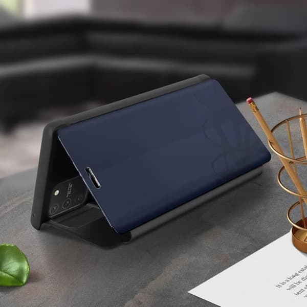 Hus för Samsung Galaxy S10 Lite - AVIZAR - genomskinlig spegelfront - svart - semi-styv - videostöd
