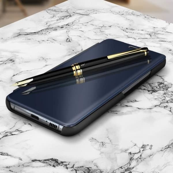Hus för Samsung Galaxy S10 Lite - AVIZAR - genomskinlig spegelfront - svart - semi-styv - videostöd