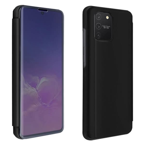 Hus för Samsung Galaxy S10 Lite - AVIZAR - genomskinlig spegelfront - svart - semi-styv - videostöd